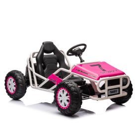 Pink, 24V Ultimate Go-Kart, Ride On Toy for Big Kids Ages 6+, 2x200W Powerful Motor, 6MPH Outdoor/Off road/Dirt Road Electric Car, Wide Seat, Metal Fr