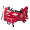 12V Electric Kids Ride on Toy Plane with USB, FM, Wind-Driven Propeller, 360-Degree Rotating by 2 Joysticks, Remote Control for Kids 3 to 6, Red