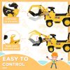 Kids Excavator Ride-on Pulling Cart with Sound Effects, Kids Digger Sit n Scoot Ride-on Toy for Toddler or Preschool Age with Under-Seat Storage, Trea