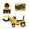 Kids Excavator Ride-on Pulling Cart with Sound Effects, Kids Digger Sit n Scoot Ride-on Toy for Toddler or Preschool Age with Under-Seat Storage, Trea