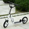 Youth Scooter Front and Rear Caliper Dual Brakes 12-Inch Inflatable Front Wheel Ride On Toy For Age 5+, White