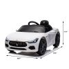 White, Ride On Car, Licensed Maserati 12V, Rechargeable Battery Powered Electric Car with 2 Motors, Parental Remote Control and Manual Modes, Led Ligh
