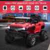 12V Police Car Ride-on Truck with Remote Control & Siren, 2-Seater Battery-Operated Electric Car for Kids with Music, Electric Ride-on Toy with Horn,