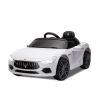 White, Ride On Car, Licensed Maserati 12V, Rechargeable Battery Powered Electric Car with 2 Motors, Parental Remote Control and Manual Modes, Led Ligh