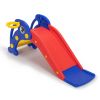 Toddler Slide, Dolphin Play Slide for Outdoor and Indoor, Freestanding Climber Playset with Basketball Hoop, Ball and Ladder, Red and Blue