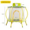 4FT Trampoline for Kids - 48" Indoor Mini Toddler Trampoline with Enclosure, Basketball Hoop and Ball Included, Arc Designed and Full Surrounded for E