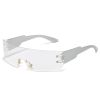 Fashion Rimless Women Sport Sunglasses Men Dazzling Reflective Wrap Shape Outdoor Lens UV400 Eyewear Glasses Bicycle Goggles