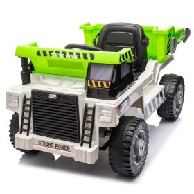 Ride on Dump Truck, 12V Ride on Car with Parents Control, Electric Dump Bed and Extra Shovel,Phone stand,Three-point seat belt,Easy installation,age 3 (Color: as Pic)