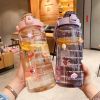 2L Sports Water Bottle With Straw Portable Large Capacity Water Bottles